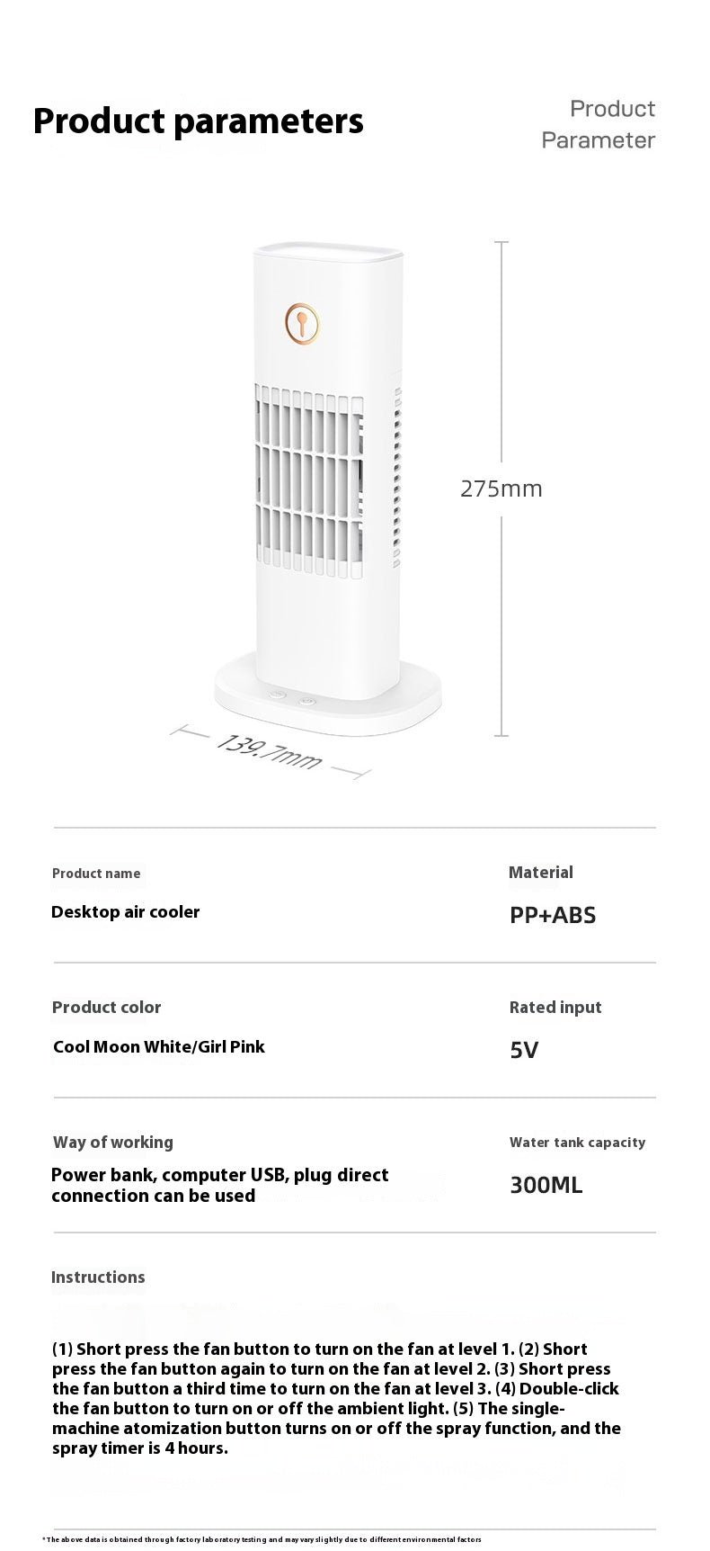 Mini Air Conditioner Fan USB Spray Household